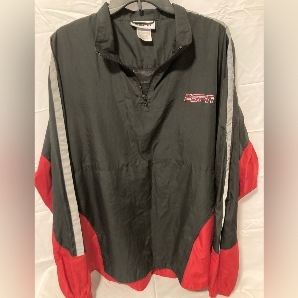 ESPN sports center 1/4 zip pullover windbreaker with side zips men’s size XXL